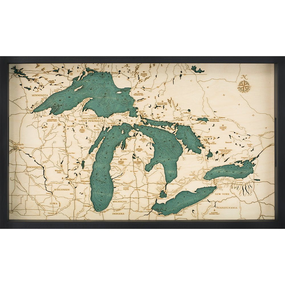 Great Lakes Serving Tray Wood Chart