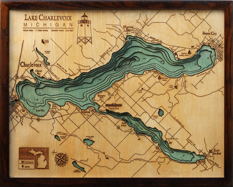 Lake Charlevoix Wood Chart